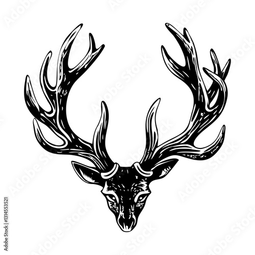 Deer antlers illustration in vintage style