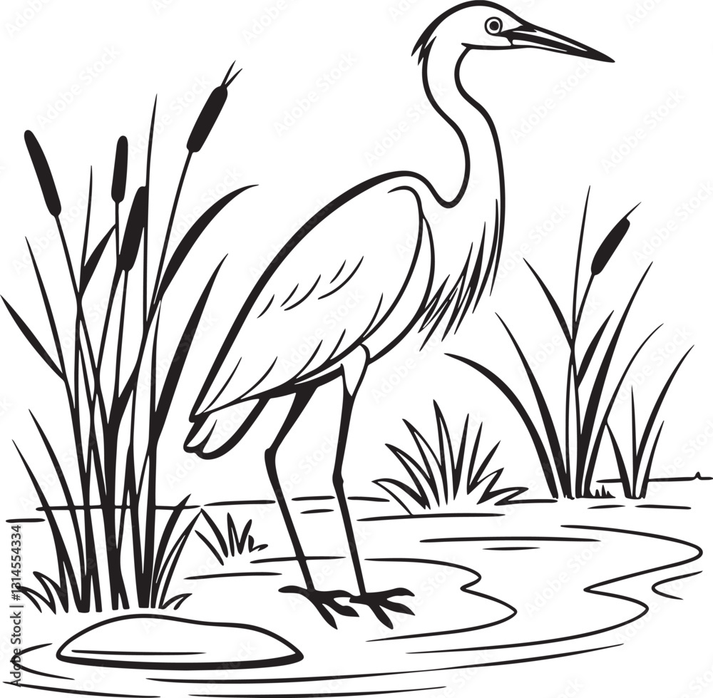 Fototapeta premium Blue Crane bird silhouette vector style