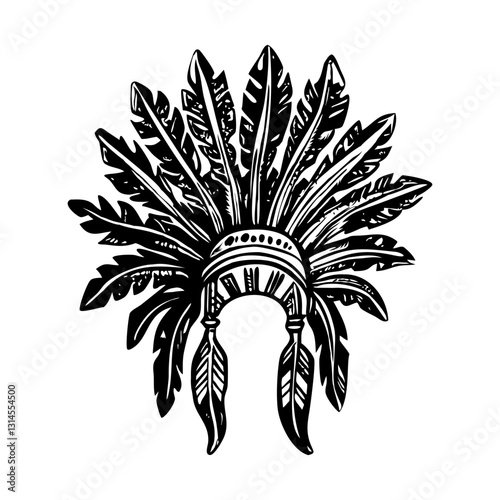 A vintage style illustration of native headdress
