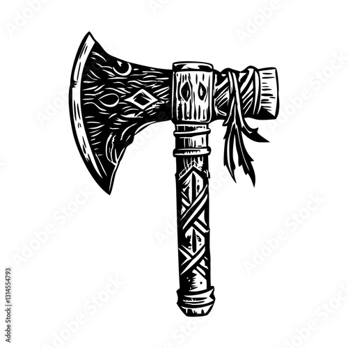 Native tomahawk illustration in vintage style
