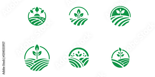 set of bundle modern and minimalist Agriculture and farming logo design.