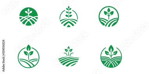 set of bundle modern and minimalist Agriculture and farming logo design.