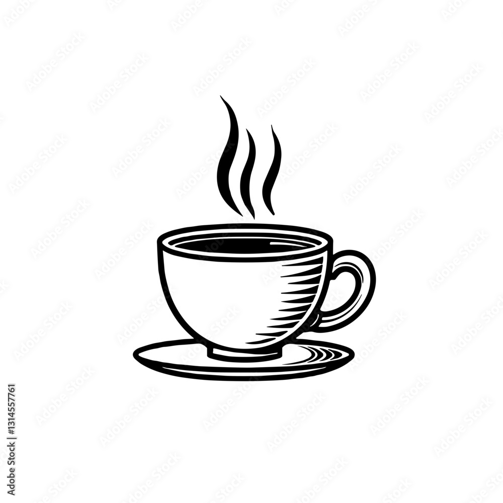 Elegant tea cup with steam on transparent background Elegant tea cup with steam on transparent background