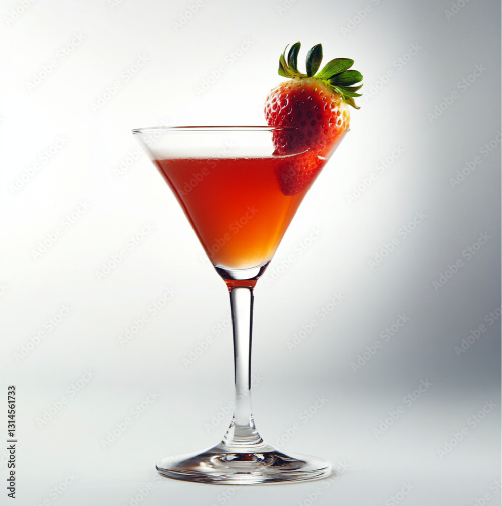 an isolated cocktail made from strawberry on a highball glass, with strawberry garnish on a white background an isolated cocktail made from strawberry on a highball glass, with strawberry garnish on a white background