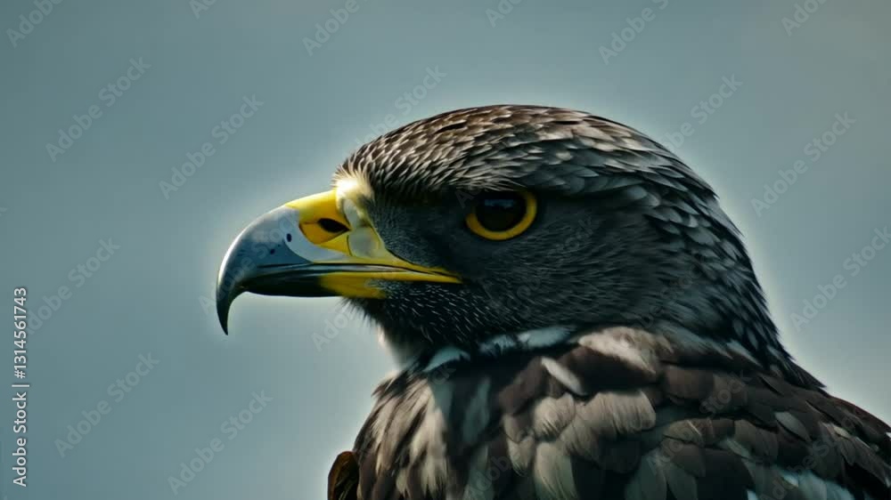 Close-Up of Majestic Hawk with Striking Yellow Beak and Intense Eyes