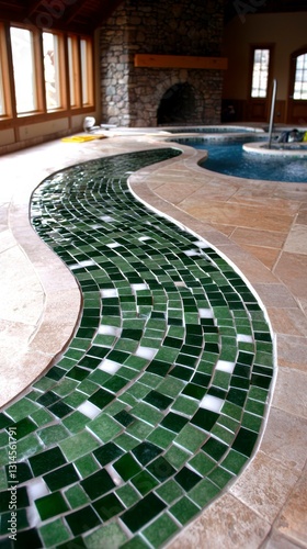 Indoor Pool Mosaic Tile Design, Serpentine Pathway