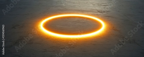 Glowing Circle on Concrete Surface Rendering Artistic Technological Modern Visual
