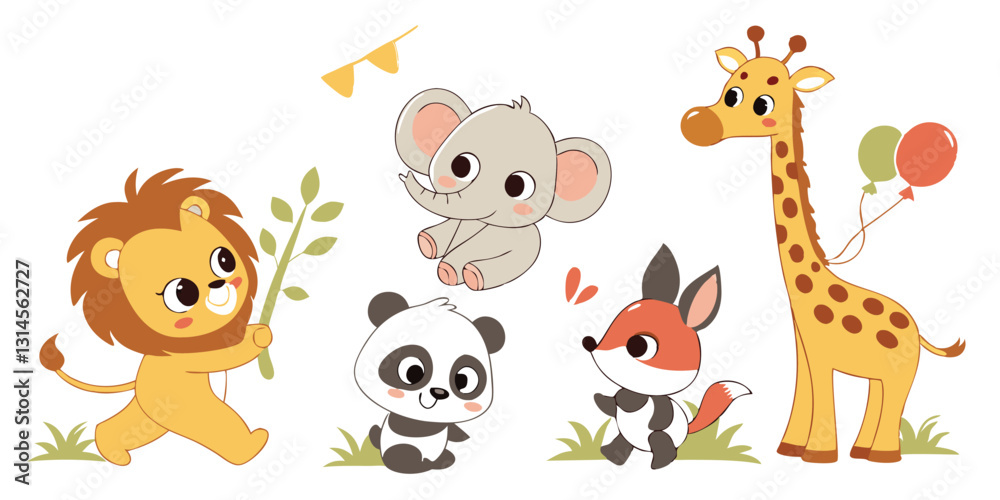 Cute Baby Animals Vector Set – Adorable Cartoon Wildlife Illustrations for Kids & Nursery Cute Baby Animals Vector Set – Adorable Cartoon Wildlife Illustrations for Kids & Nursery
