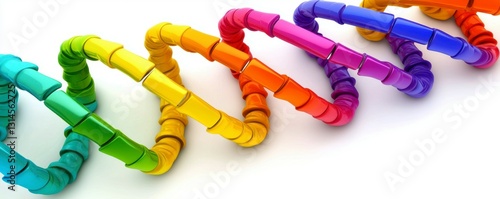 Chromatic Genetic Helix Structure Illustration Depicting Molecular Biology and Biomedical Science