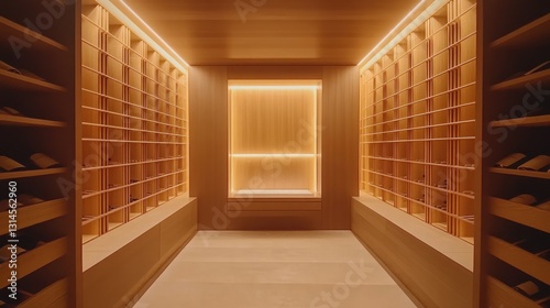 Wallpaper Mural Illuminated Wine Cellar: A Luxurious Storage Space Torontodigital.ca