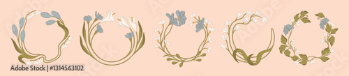 Hand-Drawn Floral Wreaths. Decorative element. Vector.