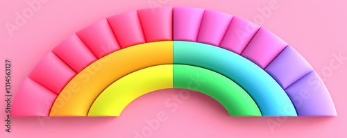 Cute Rainbow Colorful Arch Design Pastel Shades Playful Elements for Kids Room Decor Rendered Image