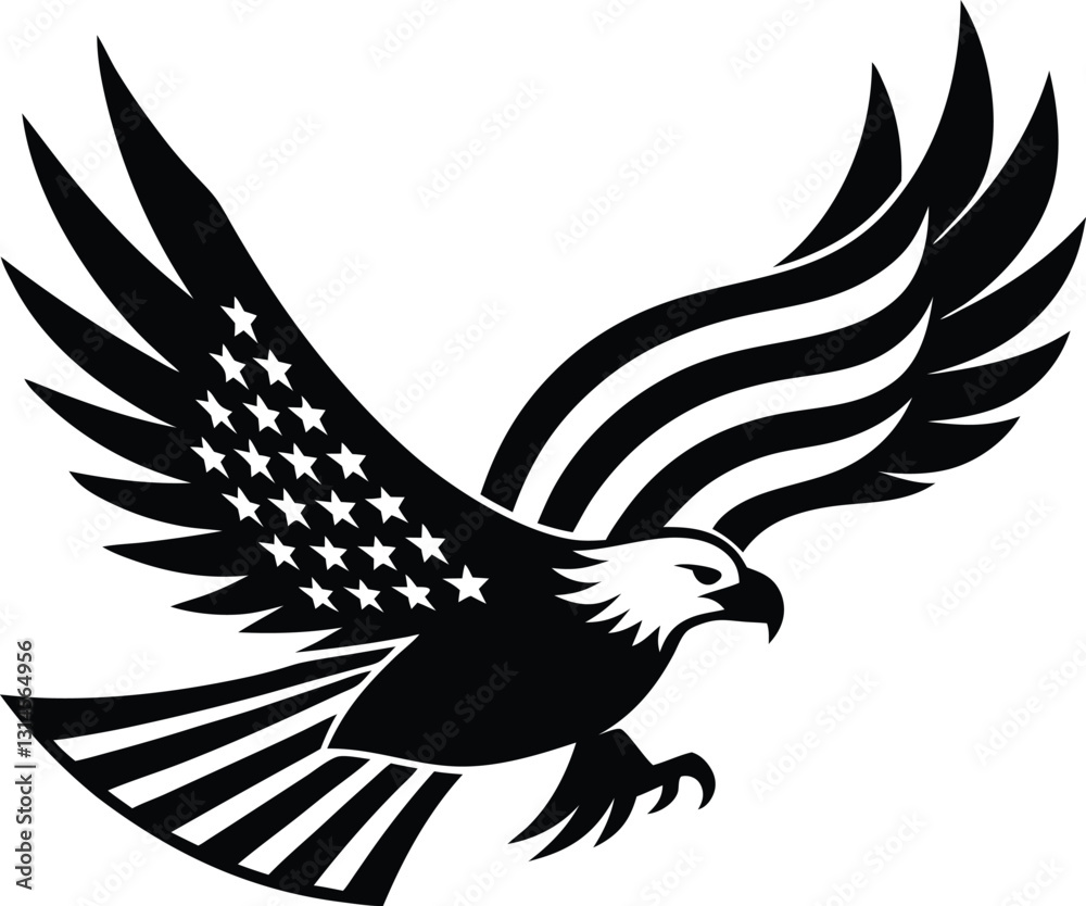 Obraz premium eagle with American flag 