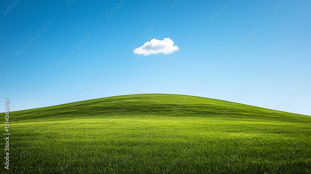 Obraz premium A cloud on green grass under blue sky