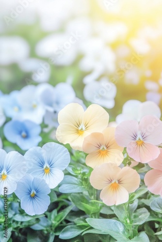 Beautiful background template made of Spring flowers.