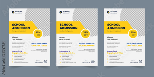 Kids back to school education admission flyer, Print ready school admission flyer poster layout. school admission flyer design template. junior school promotion poster leaflet design