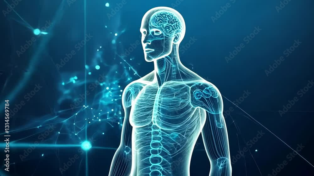 Futuristic Digital Visualization of Human Anatomy Showcasing Neural Connections, Brain, and Nervous System Through Advanced Medical Illustration Futuristic Digital Visualization of Human Anatomy Showcasing Neural Connections, Brain, and Nervous System Through Advanced Medical Illustration
