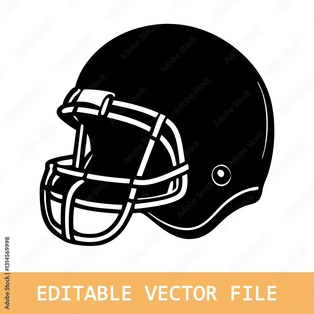Naklejka premium American Football Helmet Silhouette Vector, football helmet flat icon, Helmets black Clip art