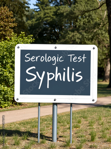Handwriting text Serologic Test For Syphilis. Concept meaning Laboratory tests for sexual transmission disease Blank Rectangular Outdoor Color Signpost photo with Two leg and Outline photo