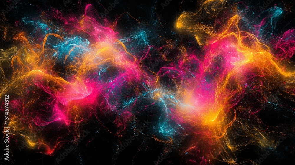 Fototapeta premium Vibrant Energy Streams Across Dark Background