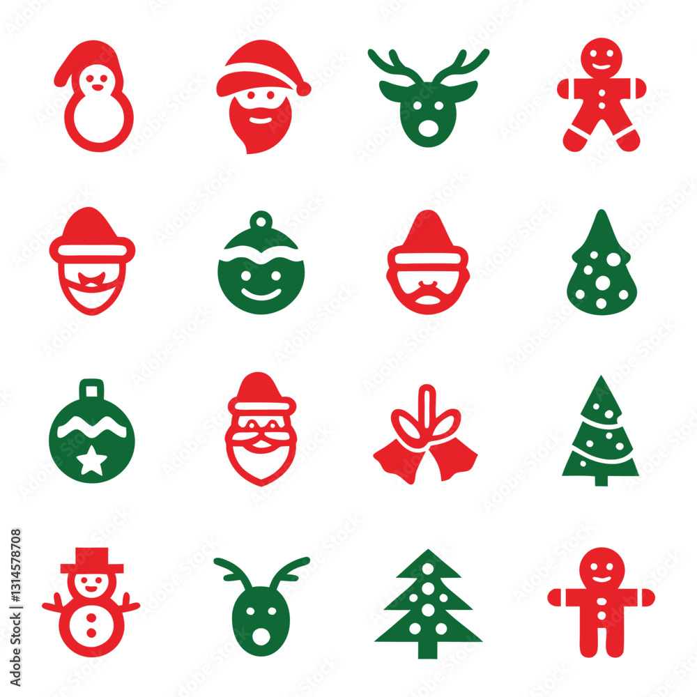 Fototapeta premium christmas cartoon vector icons set