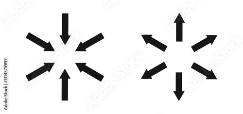 Contraction and expansion, inward and outward arrows icon symbol in circular motion. Vector Illustration.