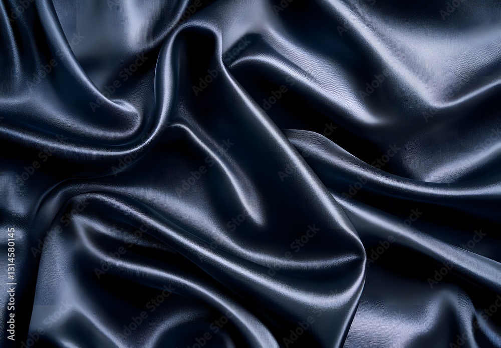 Obraz premium abstract luxury silk fabric in dark blue. It is a close-up shot
