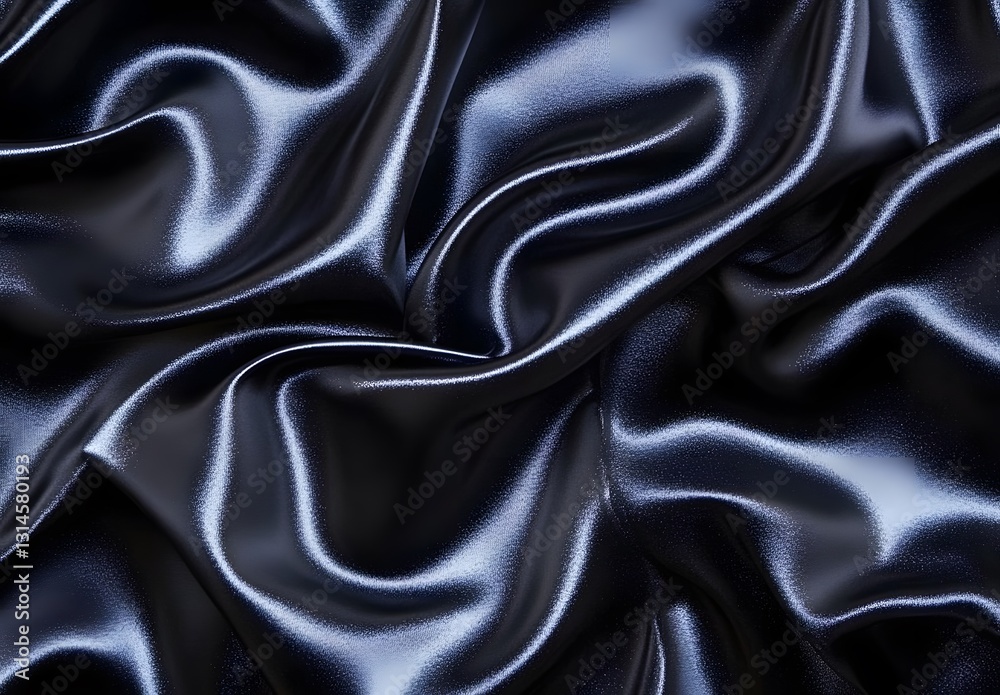 dramatic abstract of black silk, showcasing its luxurious texture with graceful folds and metallic sheen dramatic abstract of black silk, showcasing its luxurious texture with graceful folds and metallic sheen