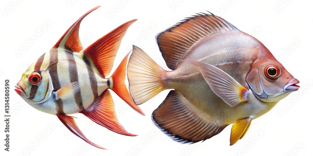batfish cardinal fish isolated on white background batfish cardinal fish isolated on white background