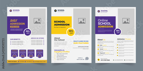 School admission education flyer bundle, Higher education social media post set web banner template, Higher education flyer, Study abroad flyer, Admission flyer template