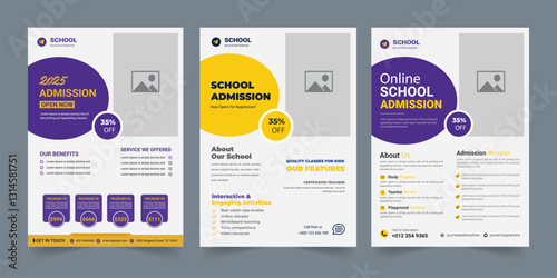 Kids back to school education admission flyer, Print ready school admission flyer poster layout. school admission flyer design template. junior school promotion poster leaflet design