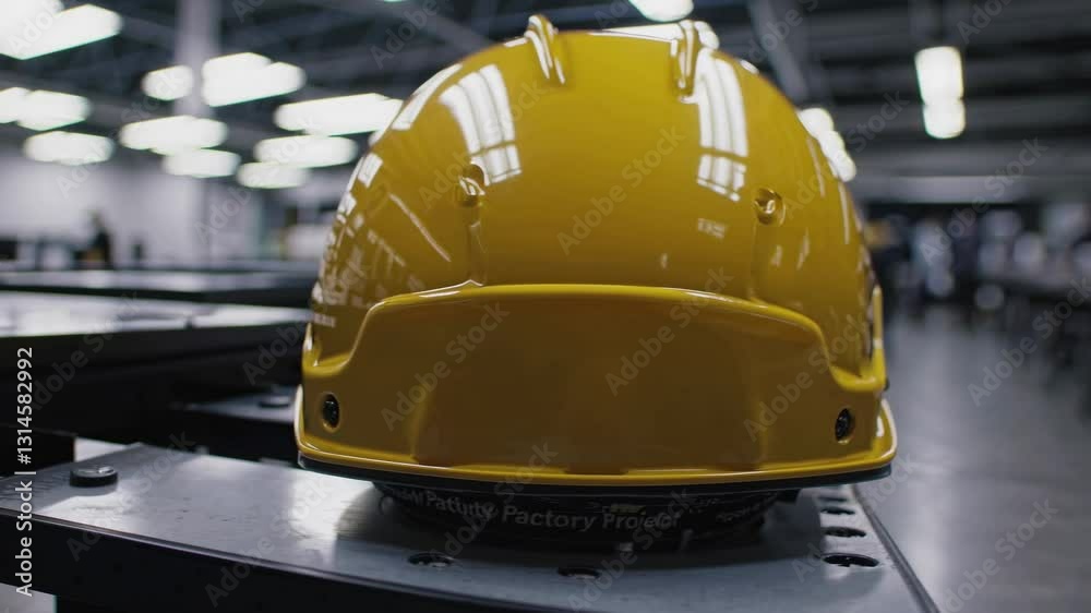 Production process of yellow car parts displayed in a manufacturing facility Production process of yellow car parts displayed in a manufacturing facility