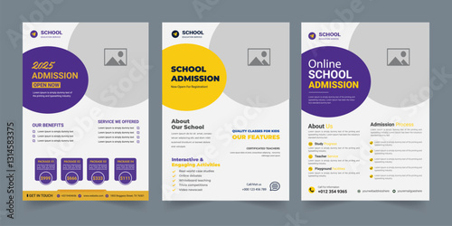 Kids back to school education admission flyer poster template bundle, Kids Childrens back to school education admission flyer poster layout, book cover, leaflet, poster, brochure, template
