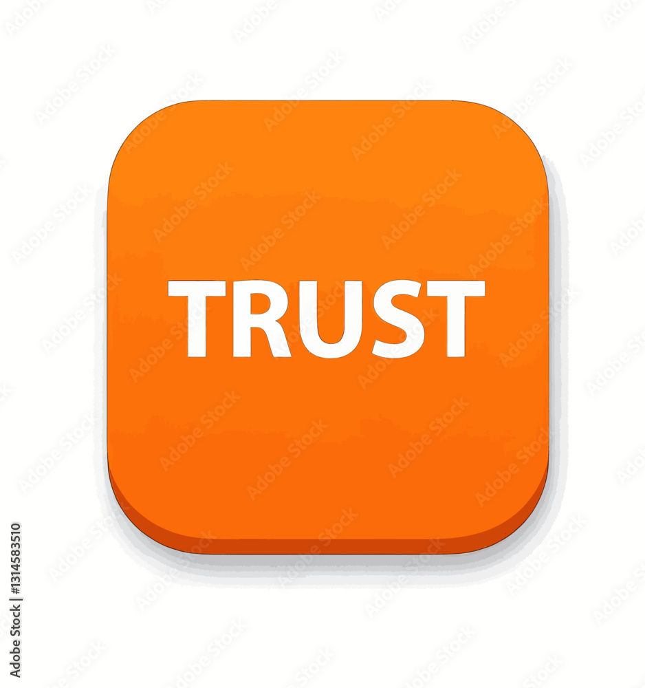 Orange trust button icon with rounded edges Orange trust button icon with rounded edges