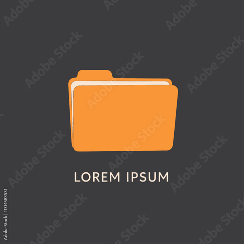 Orange folder icon with Lorem Ipsum text on dark background