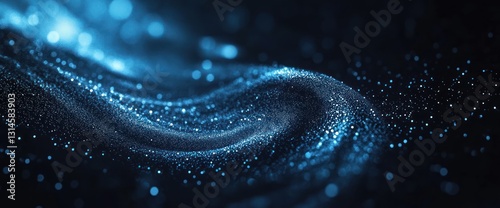 Abstract Blue Glitter Wave: A Digital Art Piece