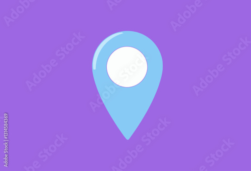 Light Blue Map Pointer on Purple Background