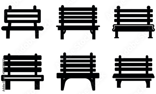 Vector Illustration of Different Park Benches icon set
