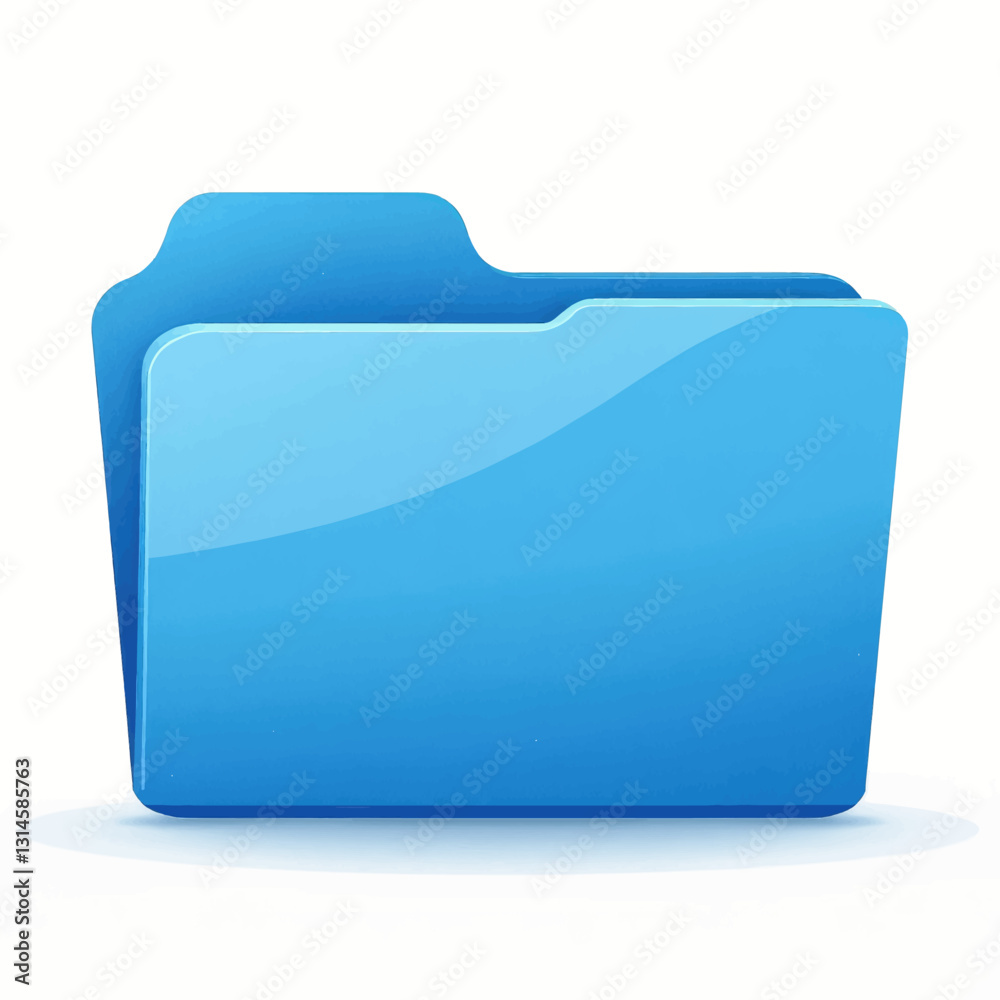 Glossy blue file folder icon for organizing data Glossy blue file folder icon for organizing data
