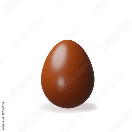 3d whole chocolate easter egg. Three-dimensional vector illustration. Holiday sweet food for kids. Cocoa candy gift present for spring celebration. Realistic confectionery tradition symbol eggshell