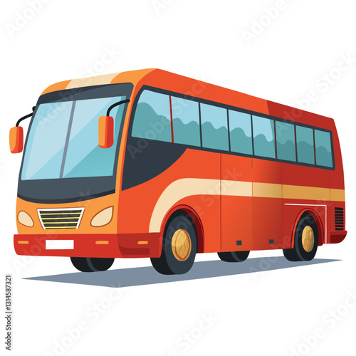 A Detailed Illustration of an Orange Tourist Bus for Transportation