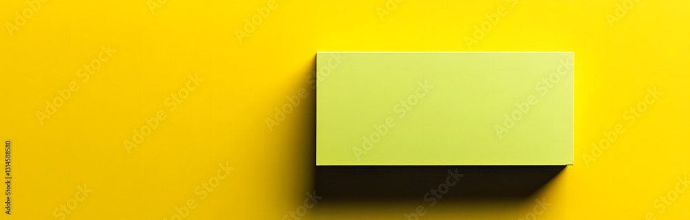 Fototapeta premium a yellow background with a blank green sticky note in the middle