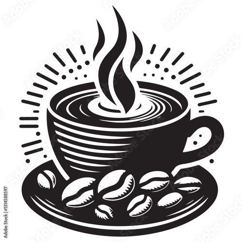 Silhouette cup of coffee icon vector illustration isolated premium design in white background 29