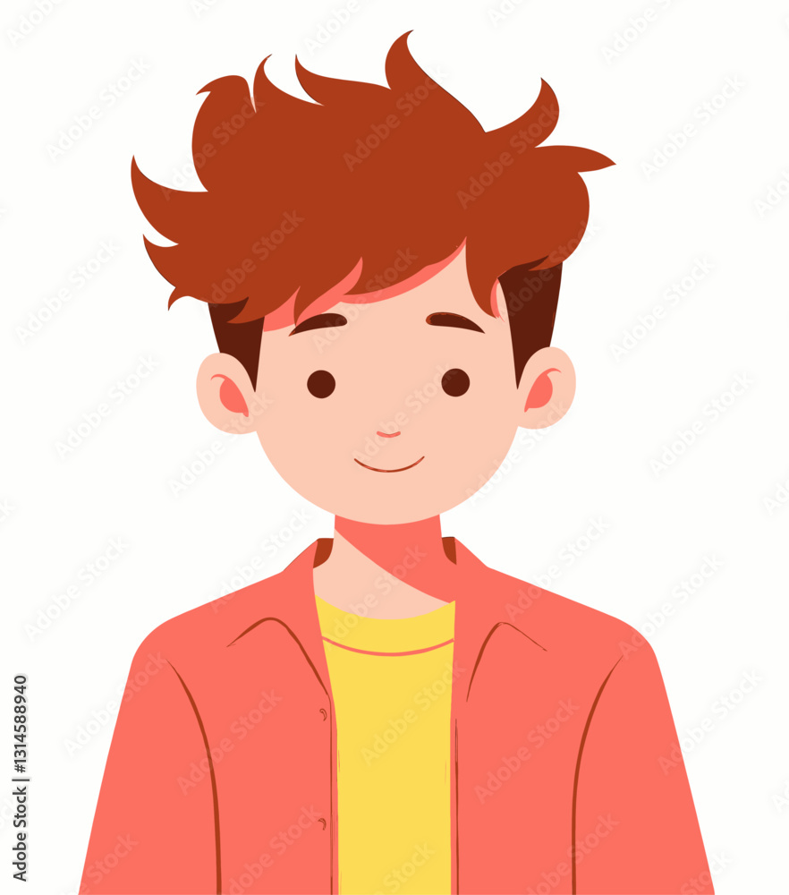 Cartoon Character with Auburn Hair Smiling Neatly Dressed Cartoon Character with Auburn Hair Smiling Neatly Dressed