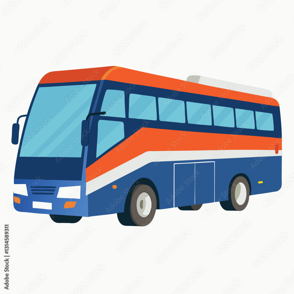 A modern blue and orange bus illustration for transportation design A modern blue and orange bus illustration for transportation design