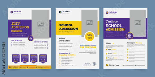 School admission education flyer bundle, Higher education social media post set web banner template, Higher education flyer, Study abroad flyer, Admission flyer template