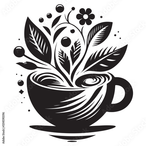 Silhouette cup of coffee icon vector illustration isolated premium design in white background 3