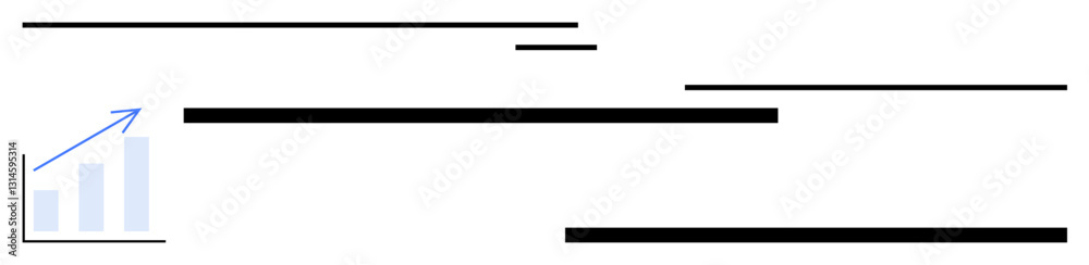 Bar chart with upward arrow indicating growth and success. Ideal for business, finance, analytics, progress, strategy, data visualization, research. Minimalist flat simple metaphor Bar chart with upward arrow indicating growth and success. Ideal for business, finance, analytics, progress, strategy, data visualization, research. Minimalist flat simple metaphor