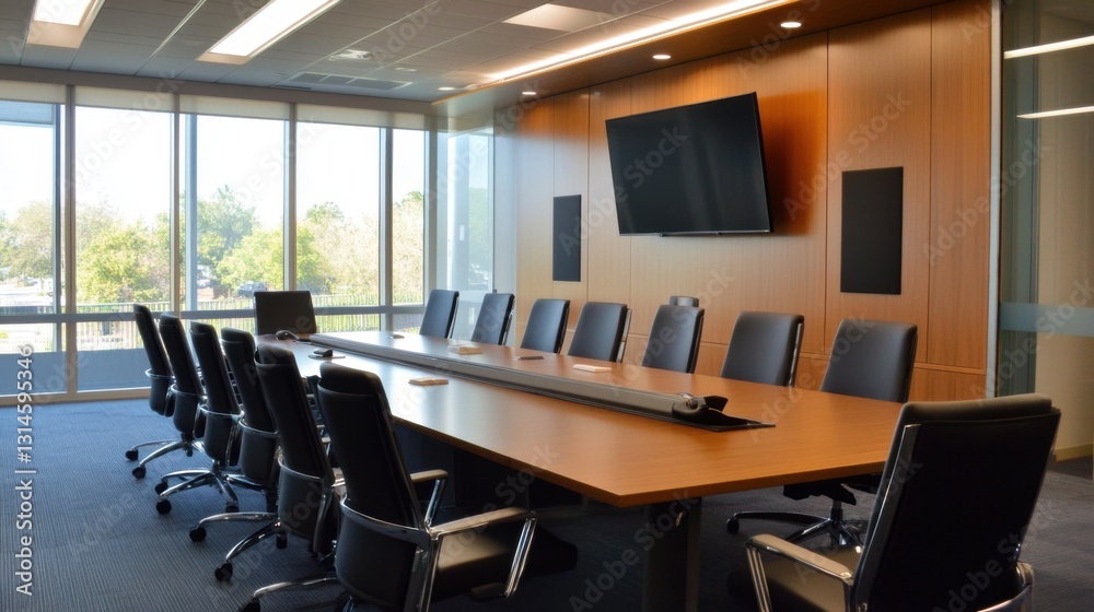 A conference room meeting where professionals discuss major company decisions A conference room meeting where professionals discuss major company decisions