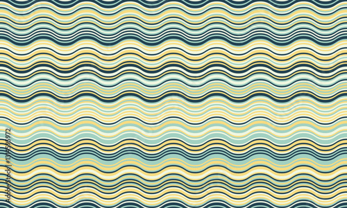 Abstract background with wavy stripes in vibrant colors, creating a rippled, liquid effect. Smooth curves and textured lines add elegance, vitality, and creativity. Ideal for wallpaper or textile.